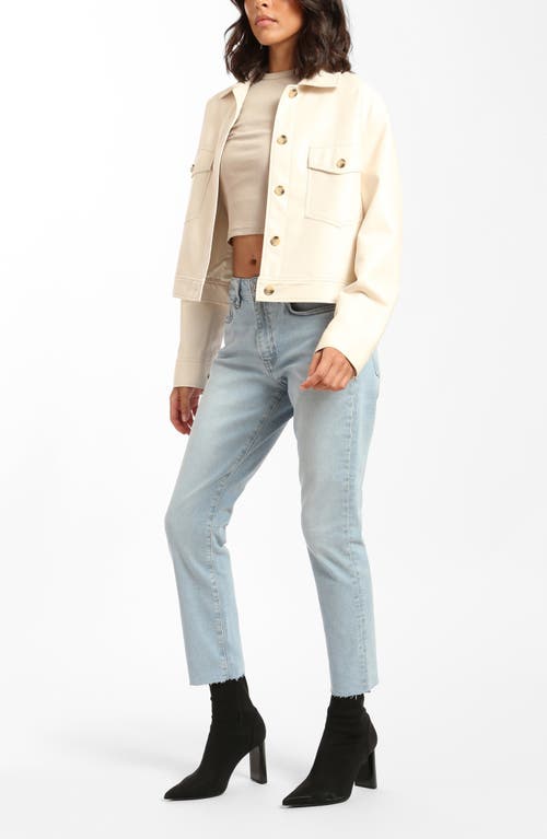 Shop Brooklyn Industries Court Raw Hem High Waist Ankle Tapered Jeans In Bleached Denim