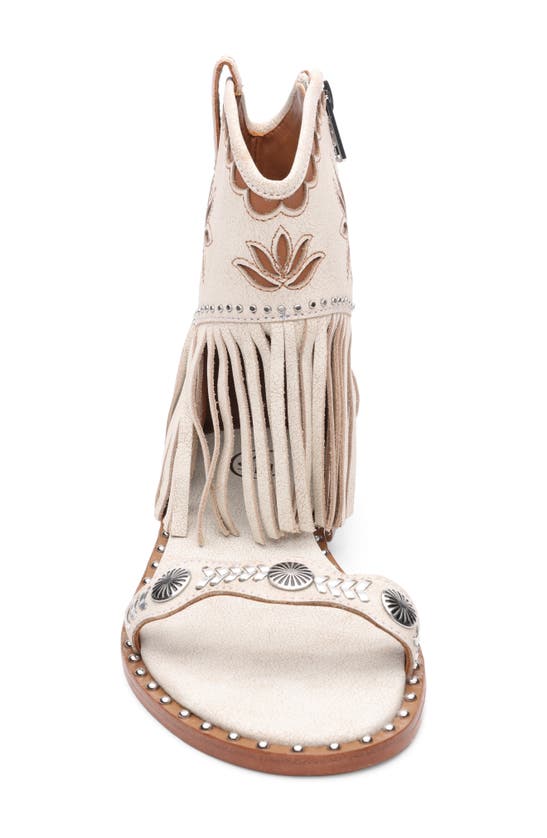 Shop Ash Paquito Fringe Sandal In Beige-white/ Cinnamon