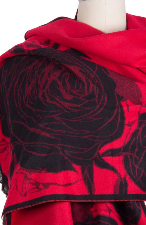 Saachi Floral Reversible Scarf In Red/black