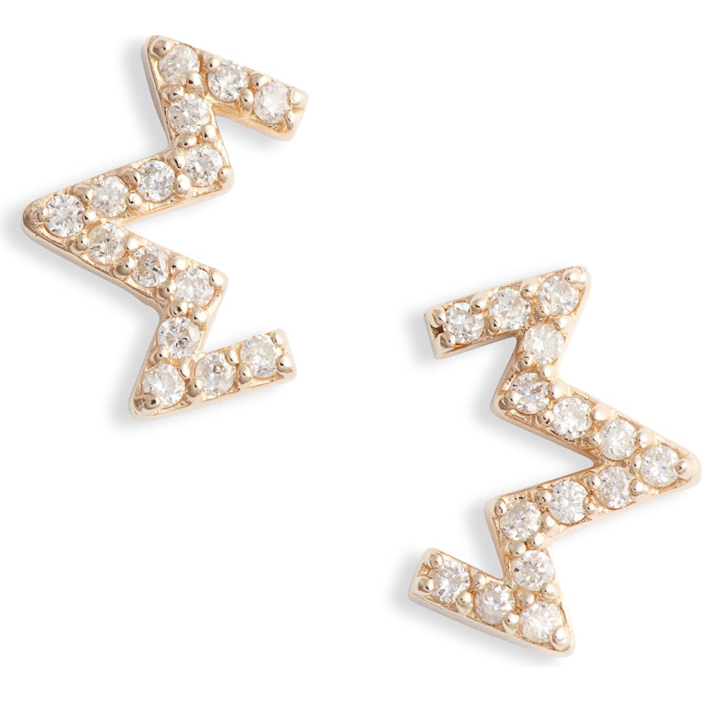 Anzie Diamond Zigzag Stud Earrings In Gold