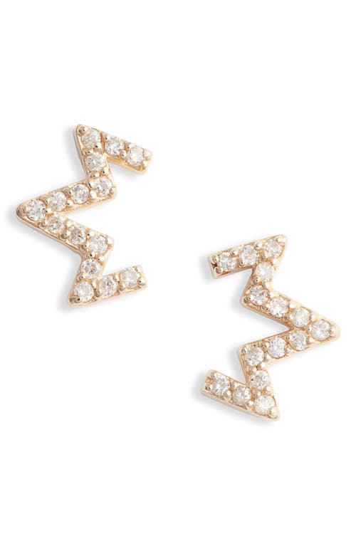 Anzie Diamond Zigzag Stud Earrings In Gold/diamond