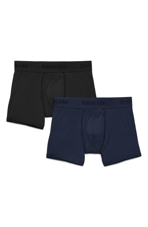 Tommy John 2-pack Second Skin 4-inch Boxer Briefs In Black/dress Blues