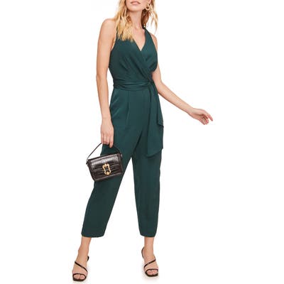 Astr The Label Side Tie Jumpsuit, Green