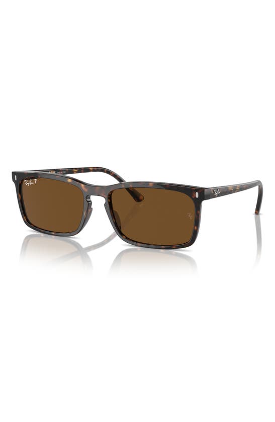 Shop Ray Ban Ray-ban 56mm Polarized Rectangular Sunglasses In Havana