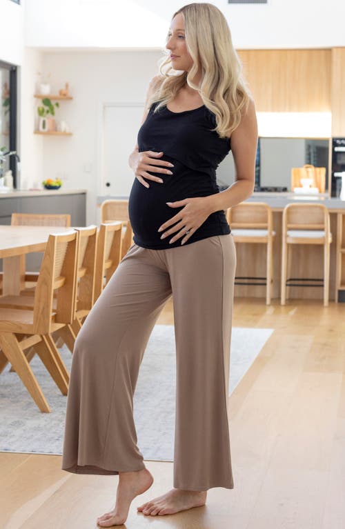 Angel Maternity Wide Leg Maternity Pants In Camel