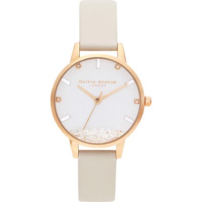 Oliva Burton Wishing Faux Leather Strap Watch, 30Mm