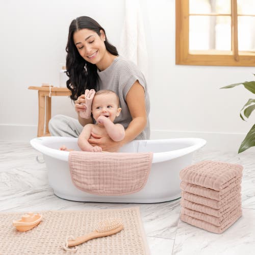 Comfy Cubs Muslin Washcloths In Blush