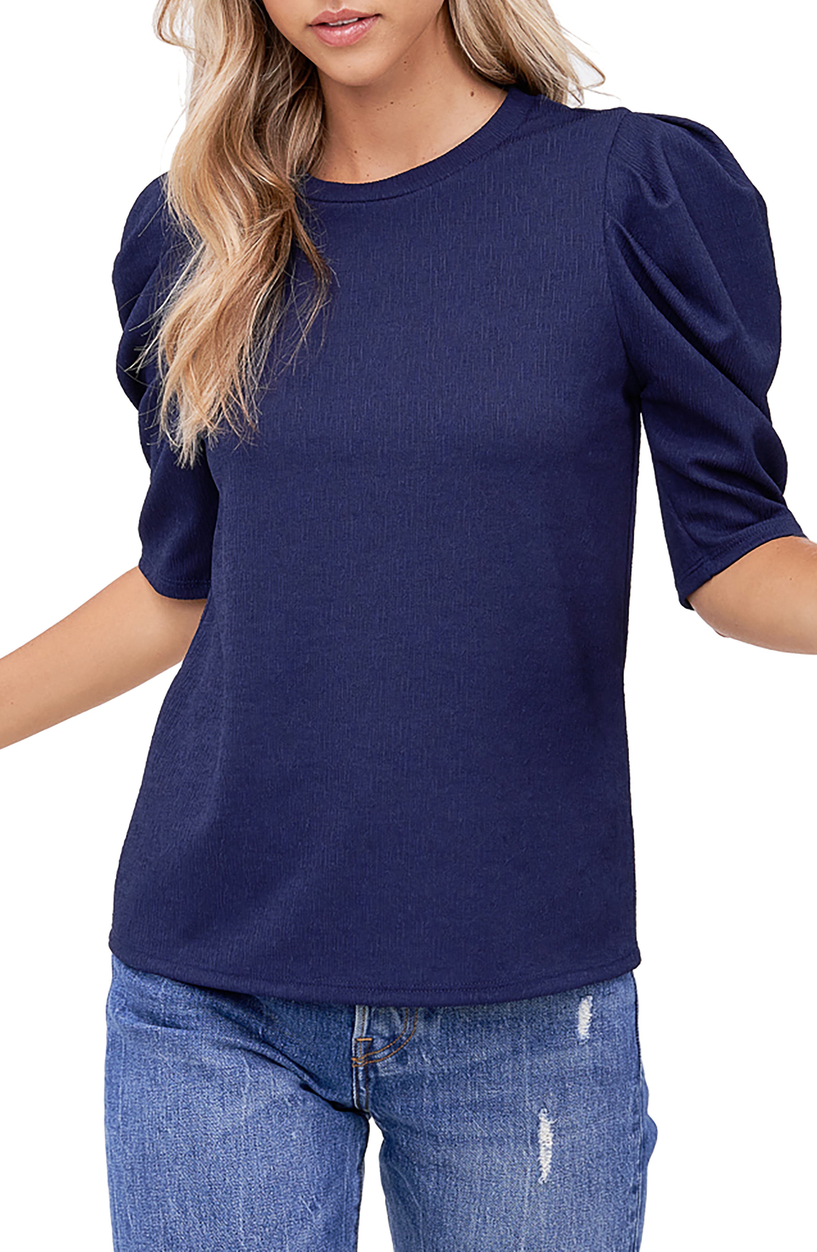 en saison puff sleeve sweater top
