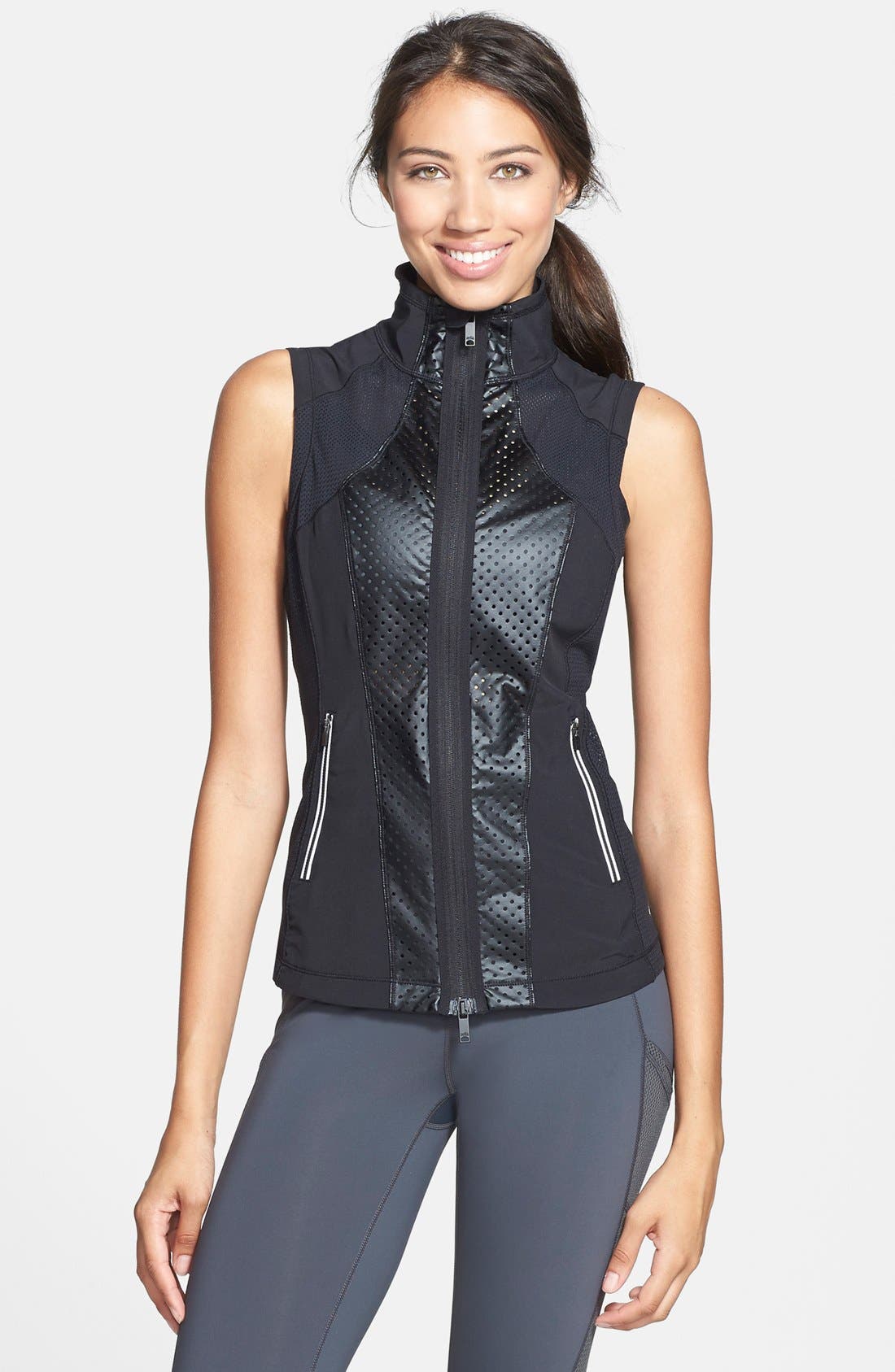 Zella Coated Trim Mesh Vest Nordstrom