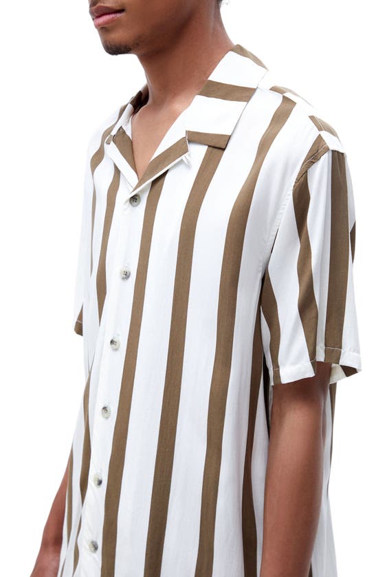PACSUN STRIPE SHORT SLEEVE BUTTON-UP RESORT SHIRT