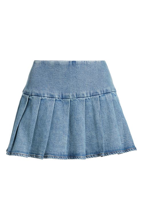 Shop Bp. Pleated Denim Miniskirt In Blue Denim Wash