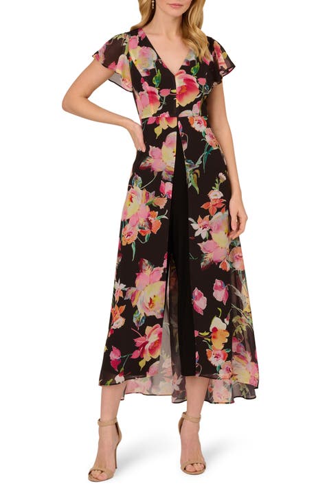 Floral Overlay Maxi Jumpsuit