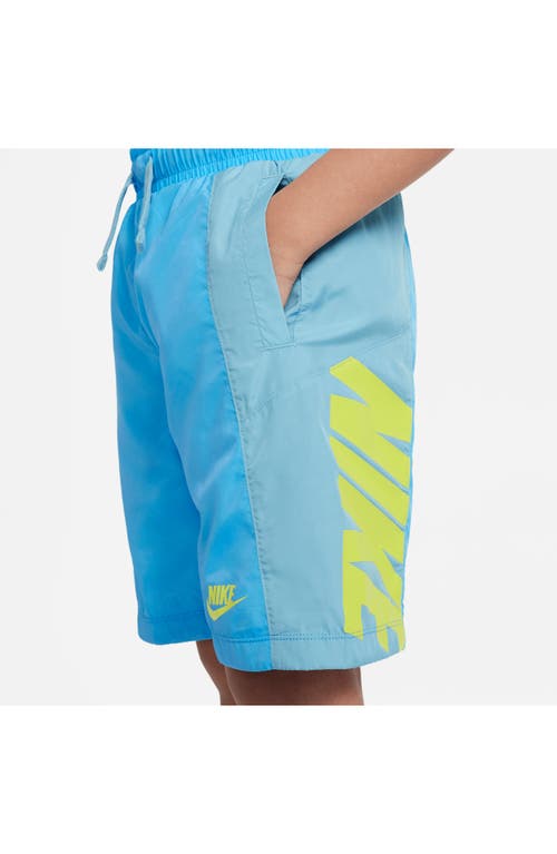 Shop Nike Kids' Sportswear Amplify Shorts In University Blue/blue/green