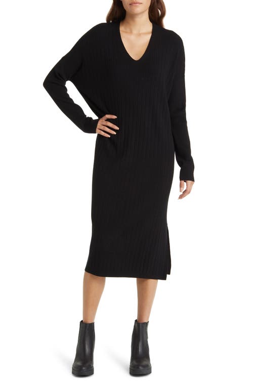 caslon(r) Long Sleeve Rib Sweater Dress in Beige Oatmeal Light Heather