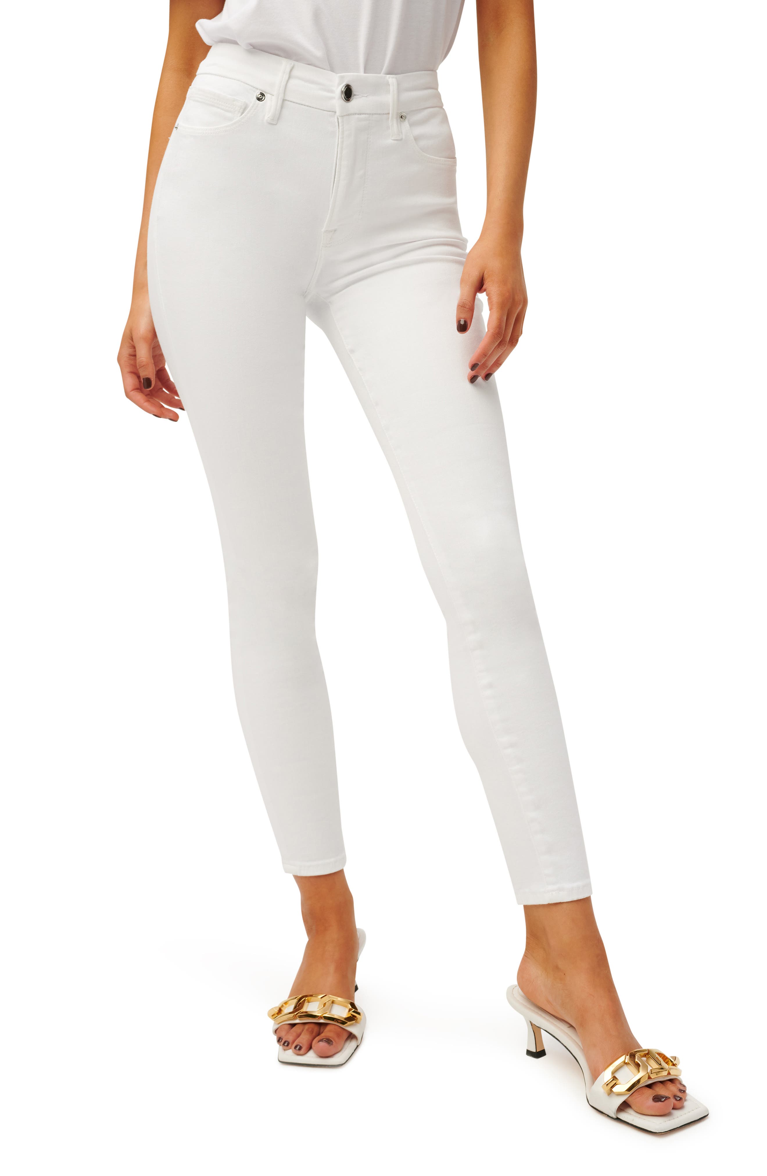 ladies white high waisted jeans