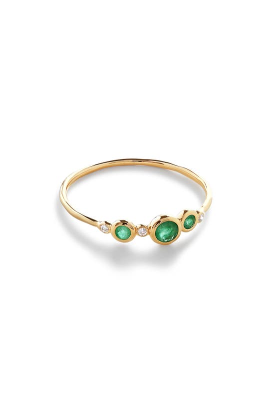 Shop Monica Vinader Siren Emerald & Diamond Stacking Ring In 14k Solid Gold / Emerald
