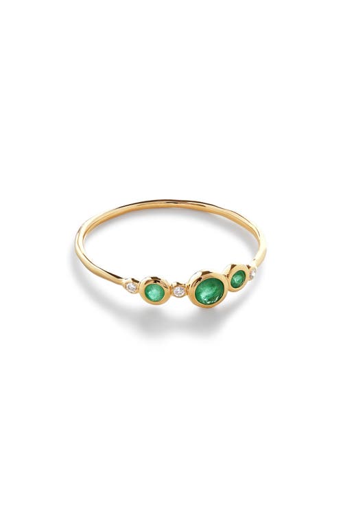 Shop Monica Vinader Siren Emerald & Diamond Stacking Ring In 14k Solid Gold/emerald