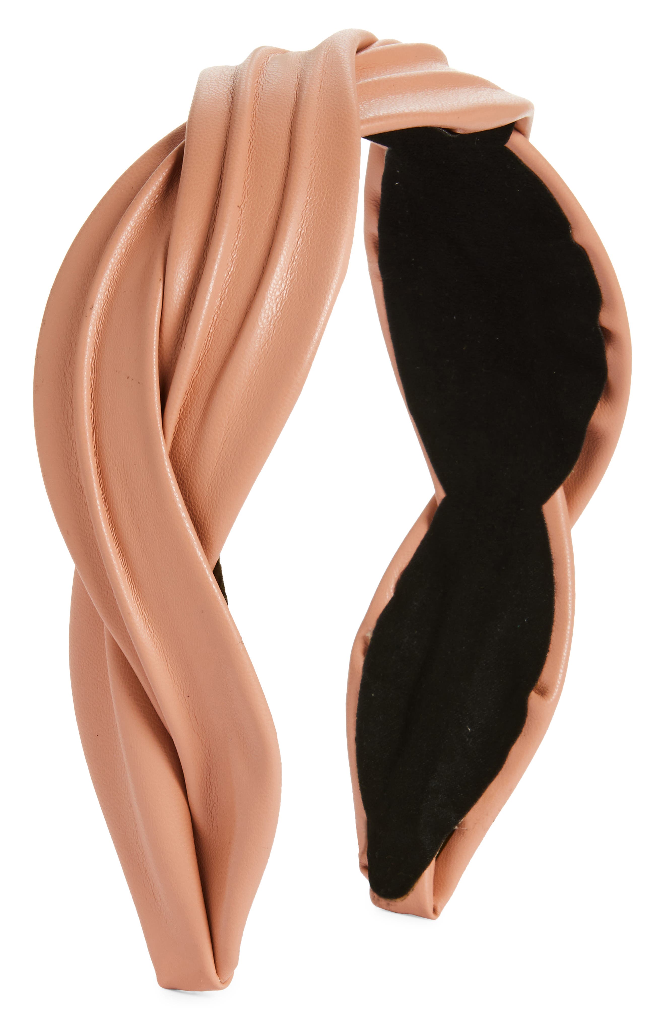 Tasha Braided Faux Leather Headband in Blush Pink 