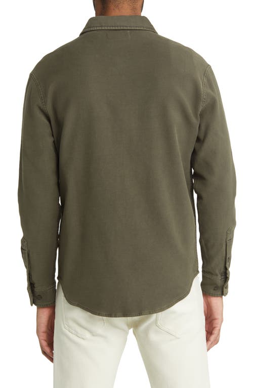 The Normal Brand Tailored Terry Shirt Jacket In Dusty Olive