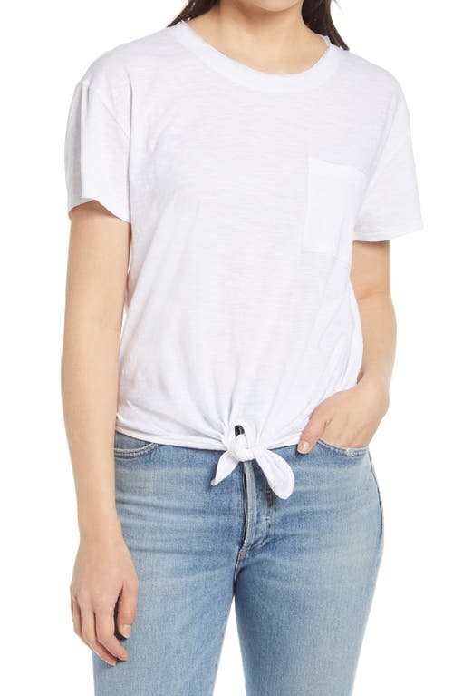 caslon(r) Crewneck Tie Front T-Shirt in White