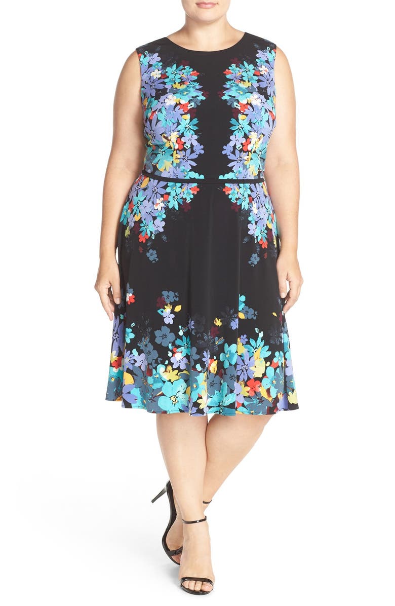 London Times Placed Floral Print Fit & Flare Dress (Plus Size) | Nordstrom