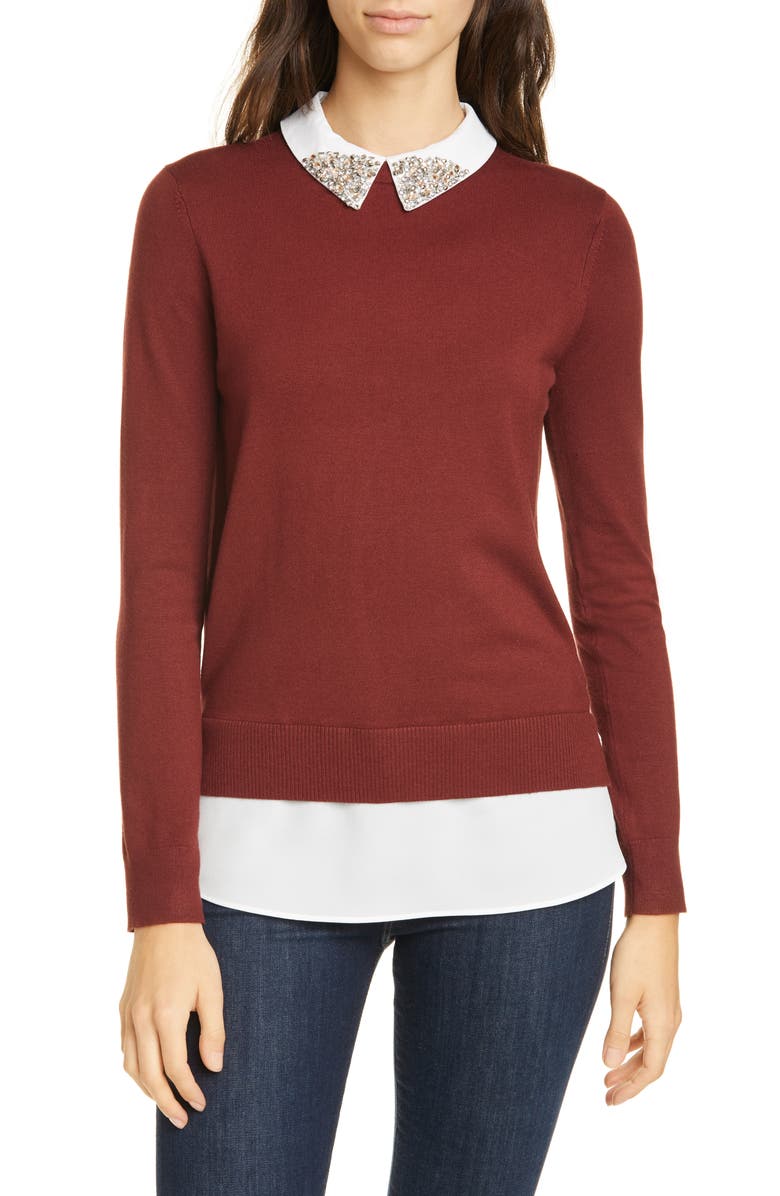 Ted Baker London Liaylo Sparkle Collar Layered Sweater | Nordstrom