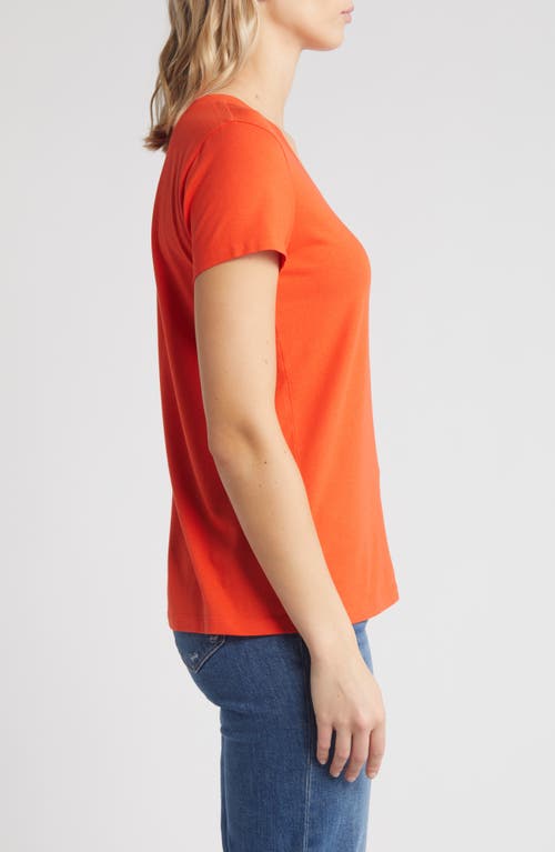 Shop Caslonr Caslon(r) Stretch Cotton Blend V-neck T-shirt In Red Grenadine