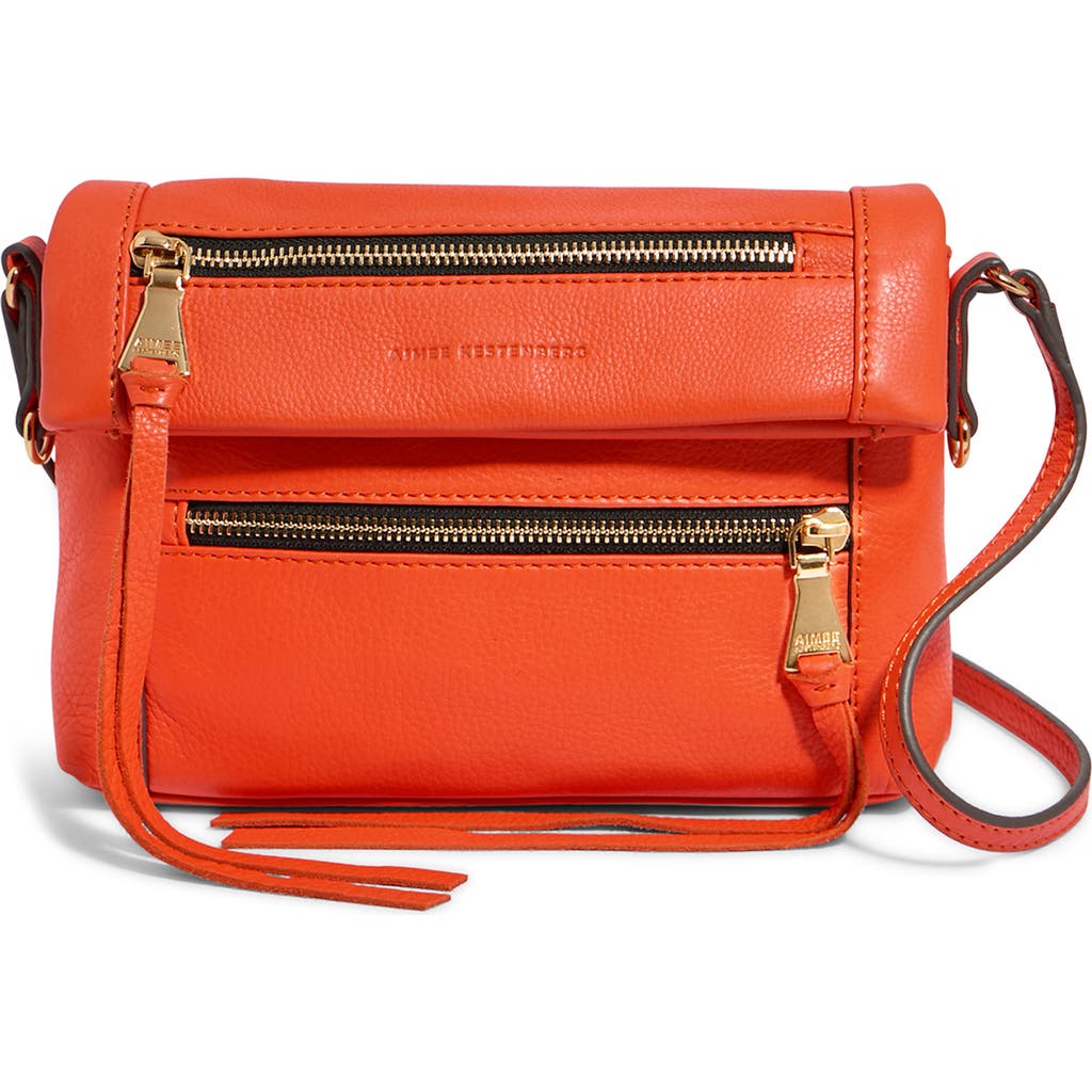Aimee Kestenberg Crosstown Double Entry Leather Crossbody Bag In Flame
