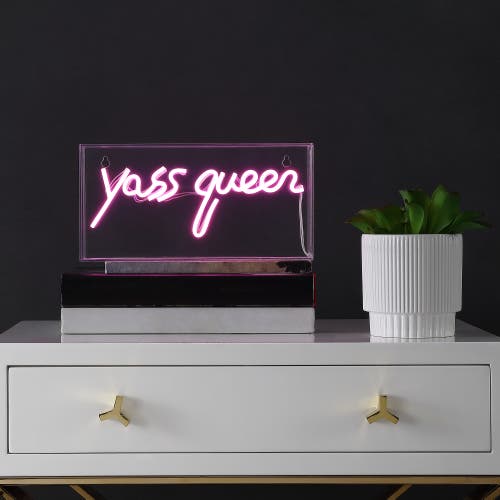 Jonathan Y Yass Contemporary Glam Acrylic Box Usb Operated Led Neon Light In Pink