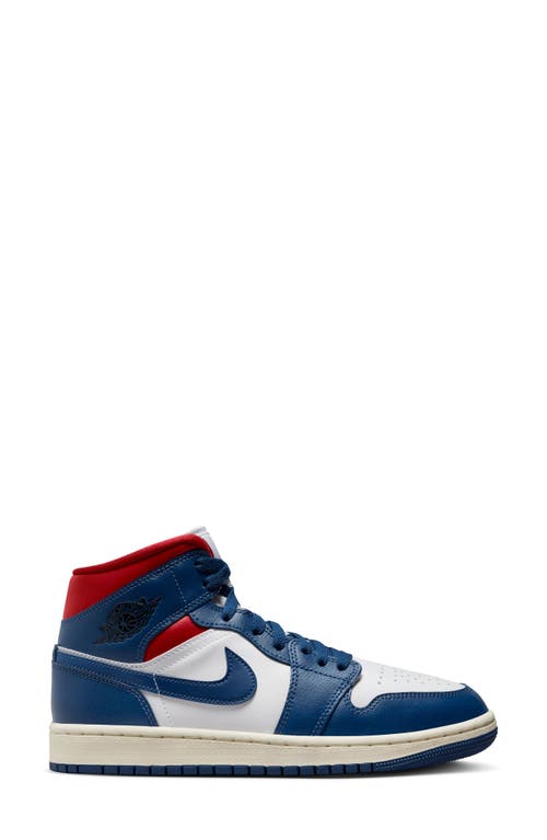 Shop Jordan Air  1 Mid Sneaker In White/french Blue/red