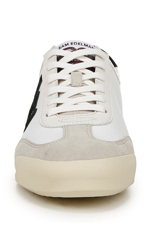 Sam Edelman Womens White Ivey Branded Leather And Suede Low-top Trainers In Greige/bright White/black
