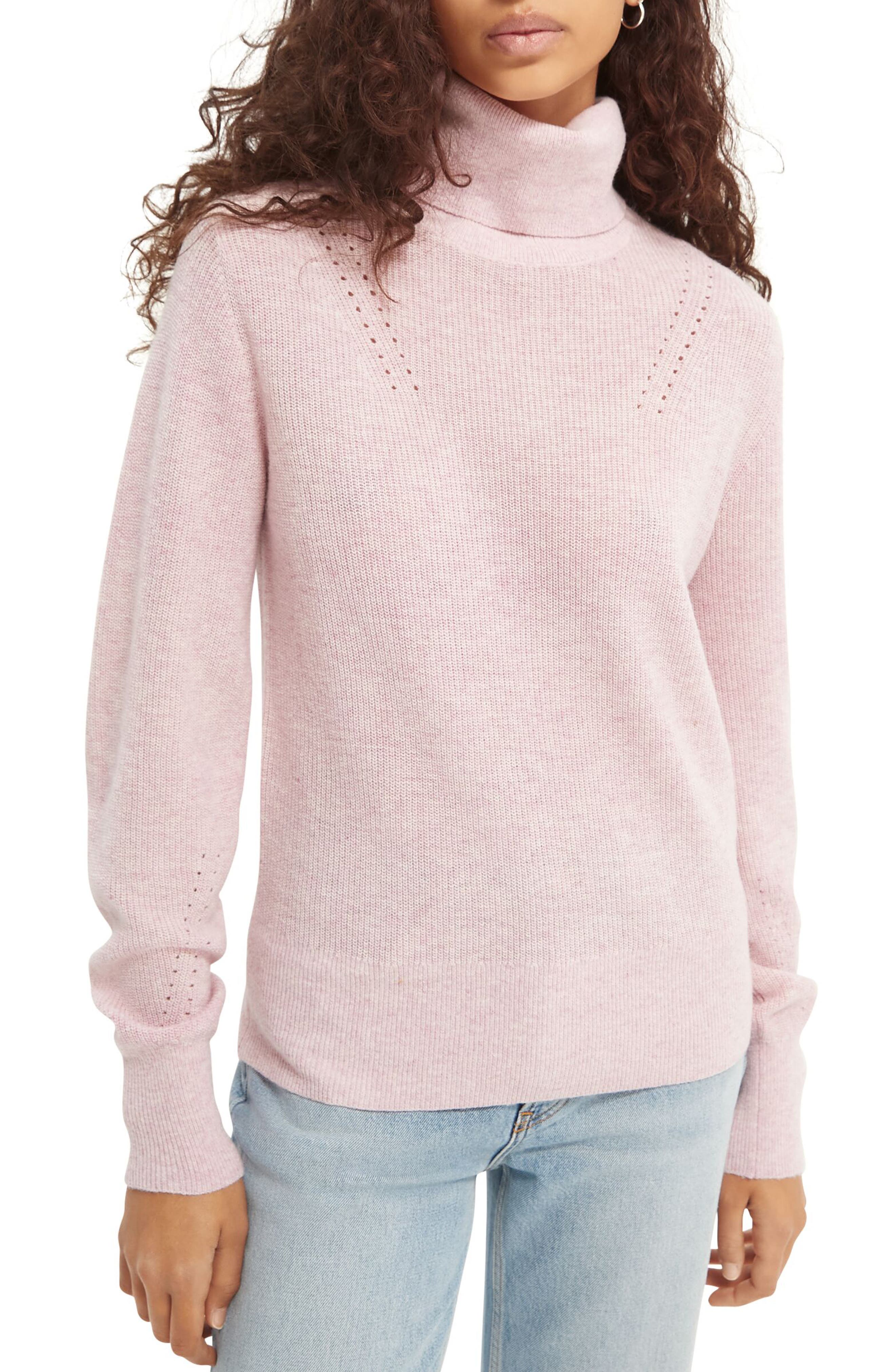 womens pink turtleneck sweater