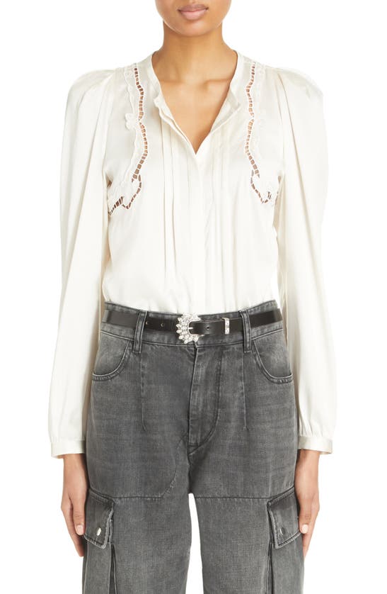 ISABEL MARANT JOANEA EMBROIDERED STRETCH SILK BLOUSE