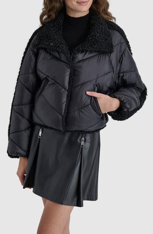 Shop Dkny Faux Shearling Lined Quilted Jacket In Black