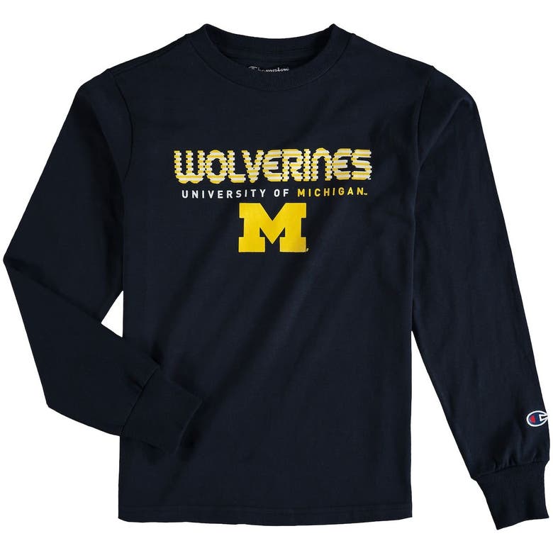 Champion Kids' Youth  Navy Michigan Wolverines Jersey Long Sleeve T-shirt