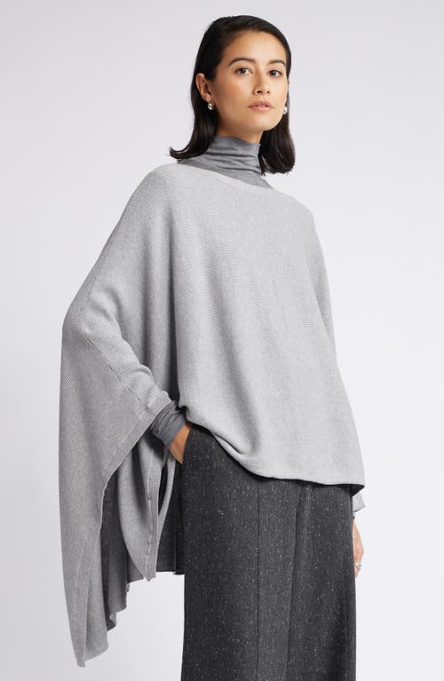 Nordstrom Rib Cotton & Cashmere Poncho in Grey Formal 