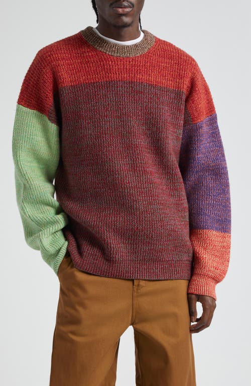 Odd Colorblock Wool Blend Sweater in Burgundy Multi