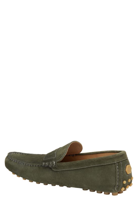 Shop Johnston & Murphy Athens Penny Driving Loafer In Olive Suede