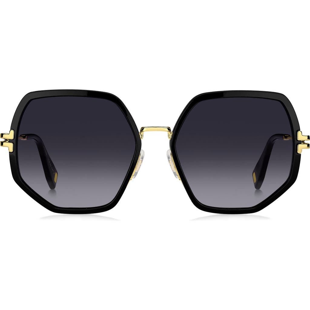 Marc Jacobs 58mm Gradient Angular Sunglasses In Black Gold/grey Shaded