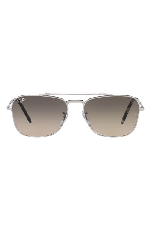 Ray-Ban New Caravan 58mm Gradient Square Sunglasses in Silver /Clear Gradient Grey at Nordstrom