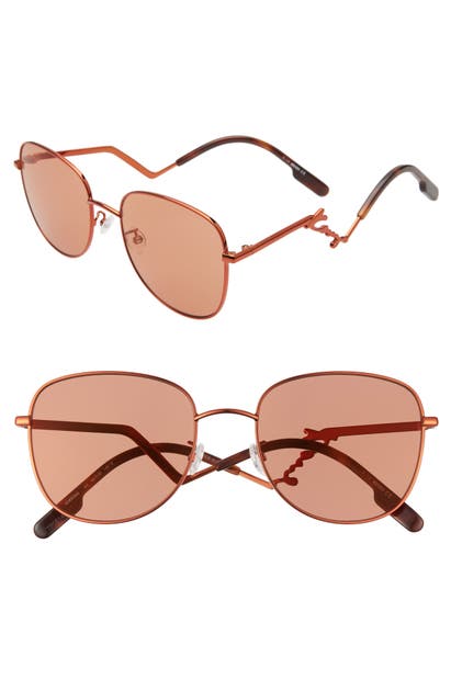 Kenzo 56mm Round Sunglasses In Orange/ Roviex