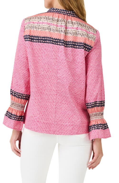 Shop Nic + Zoe Nic+zoe Spotty Stripes Button-up Shirt In Pink Multi