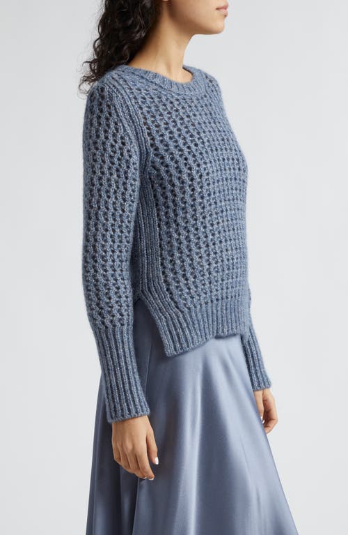 Shop Herno Metallic Alpaca Blend Crewneck Sweater In Denim Blue