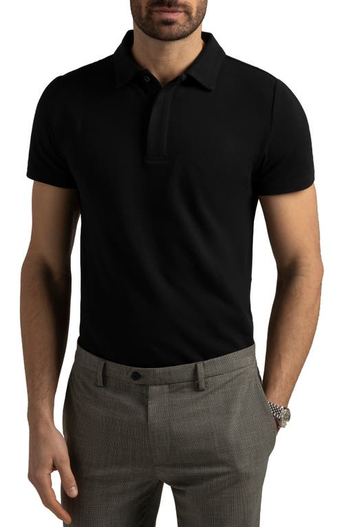 Biscayne Slim Fit Cotton Blend Piqué Golf Polo in Black Beauty