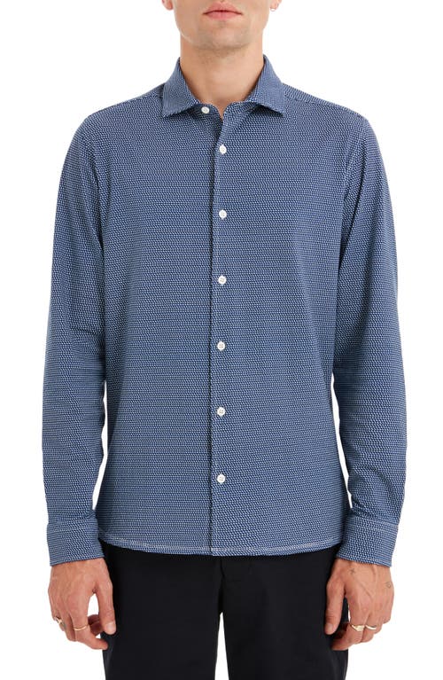 Hempnall Performance Organic Cotton Button-Up Shirt in Royal Blue/Cream