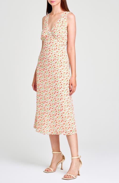 Shop Wayf Dahlia Floral Print Sleeveless Midi Dress In Orange Ditsy