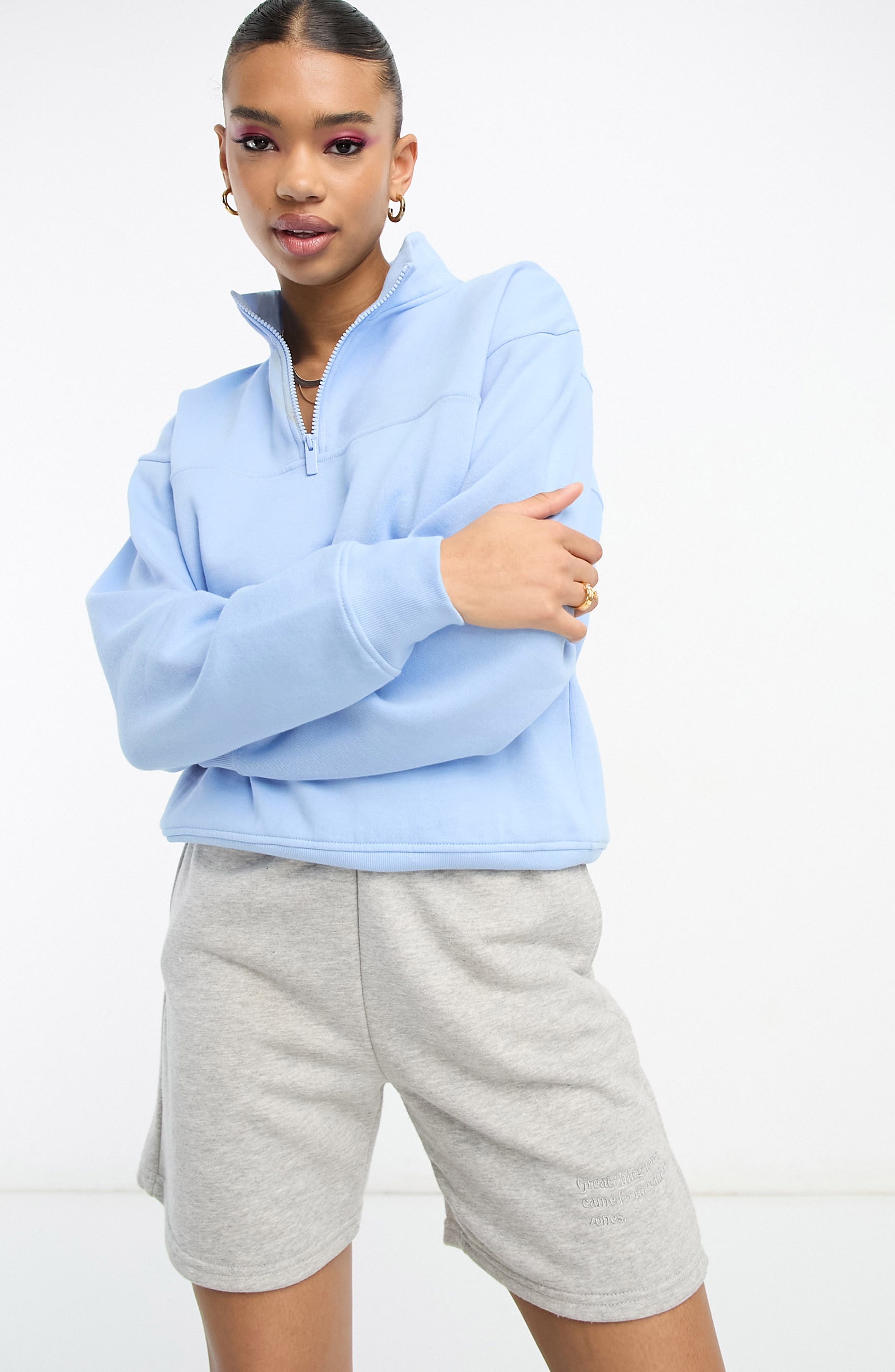 ASOS DESIGN Half Zip Cotton Sweatshirt | Nordstrom