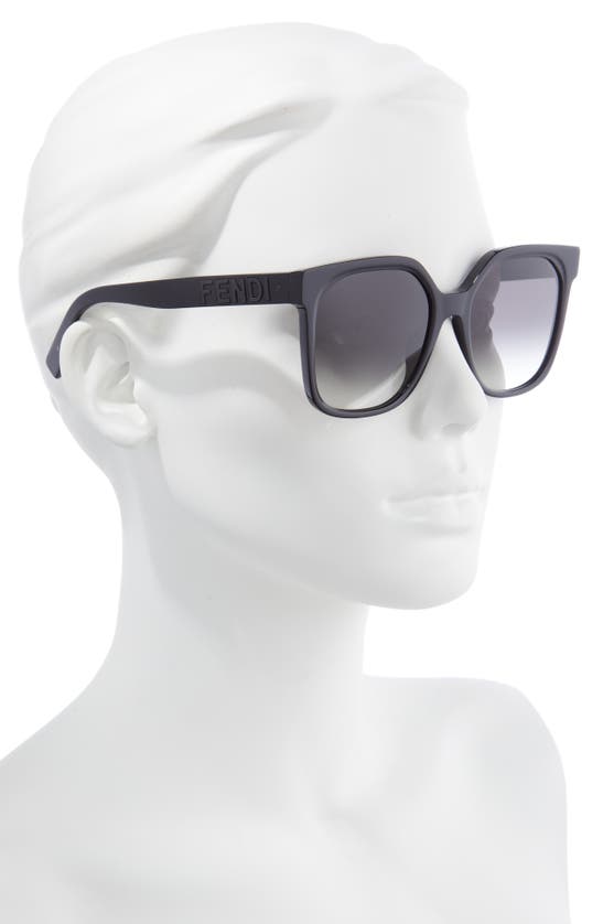 Fendi 55mm Square Sunglasses In Shiny Black / Gradient Smoke | ModeSens