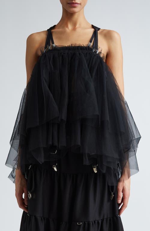 Noir Kei Ninomiya Strappy Tiered Tulle Camisole in Black at Nordstrom, Size Small
