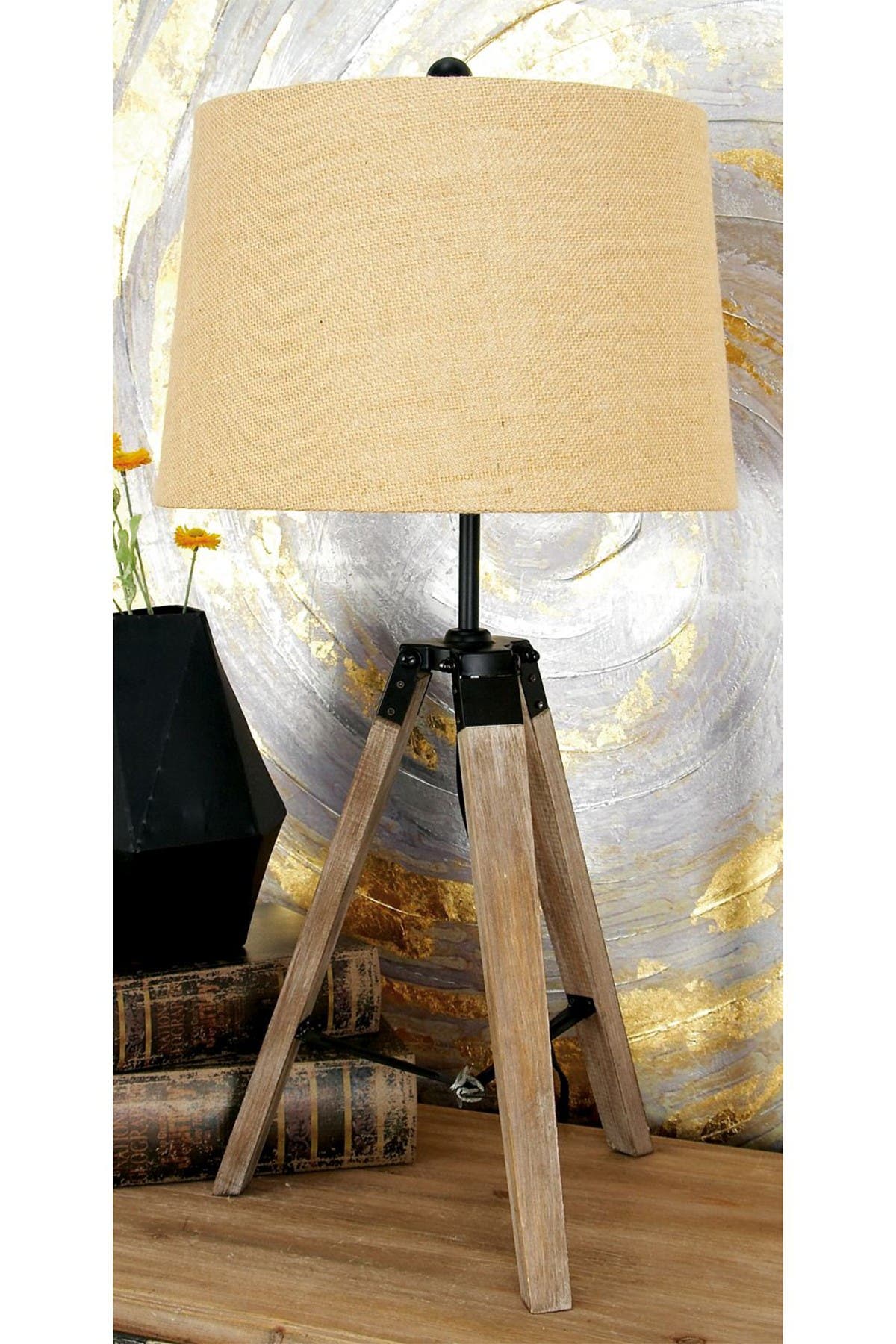 yellow tripod table lamp